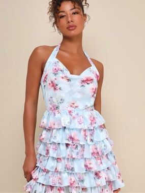 NWT Lulus Trendy Floral Ruffle Mini Dress with Floral Pattern | Size M
